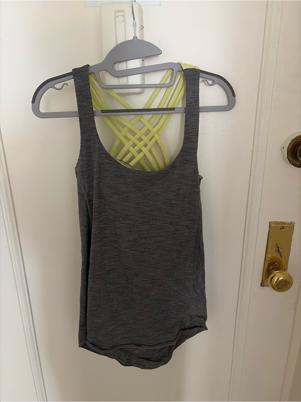 lululemon athletica Gray Tank with Lime Lattice Strappy Back